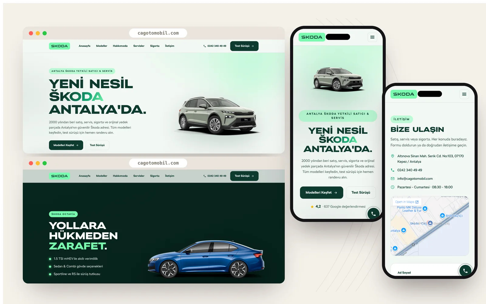 Site realizat pentru dealerul Škoda Çağ Otomotiv - web design Justin Productions