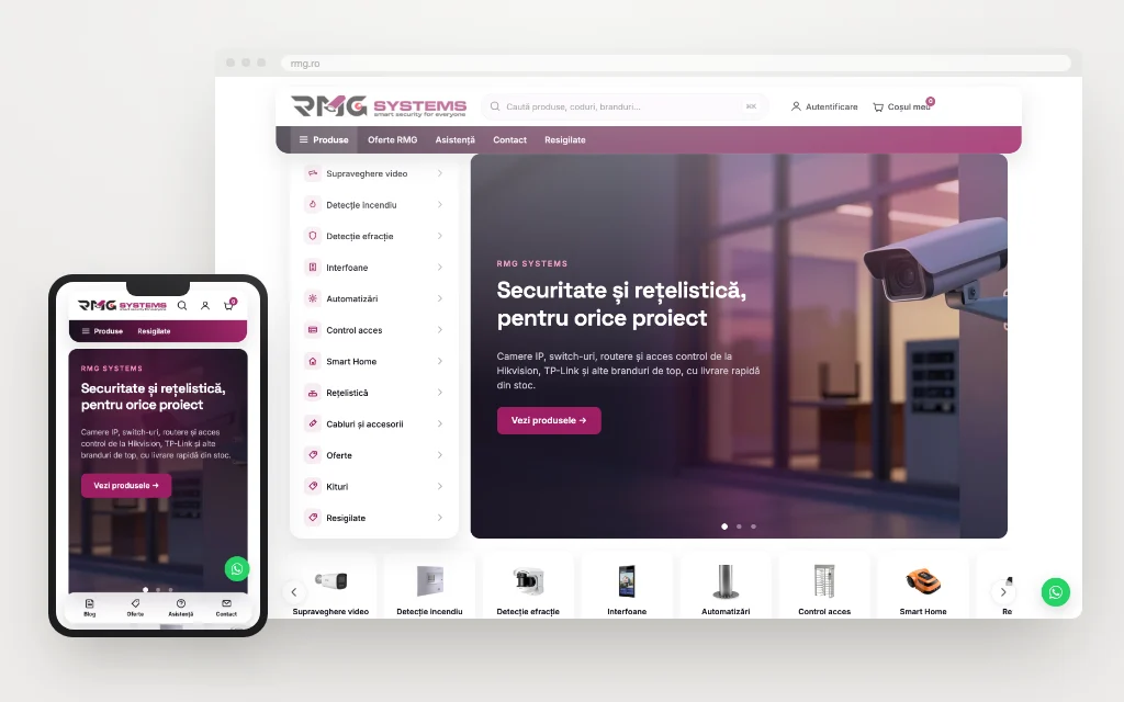 Magazin online B2B realizat pentru RMG Systems - web design Justin Productions